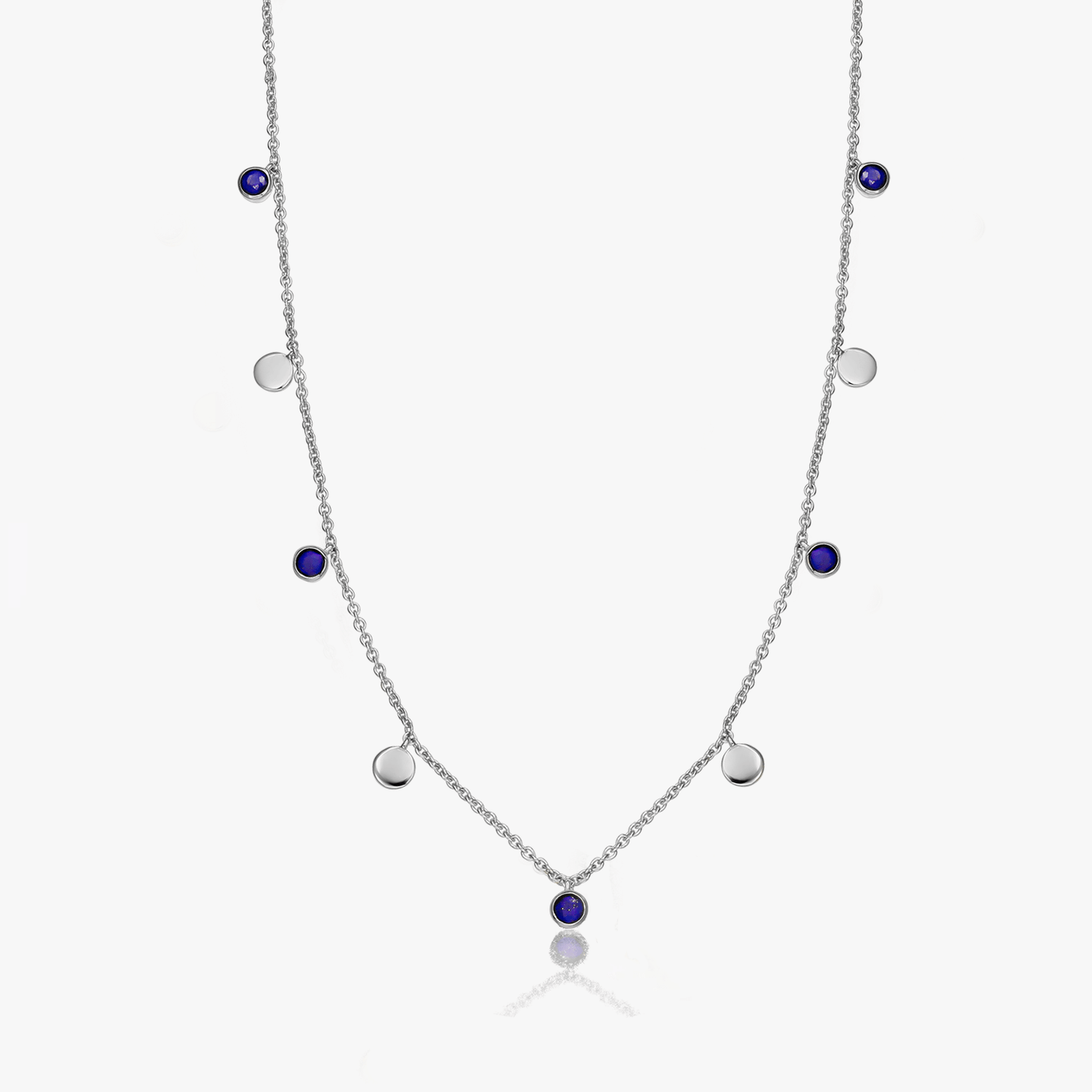 Noora Silver Necklace - Lapis Lazuli - Indira
