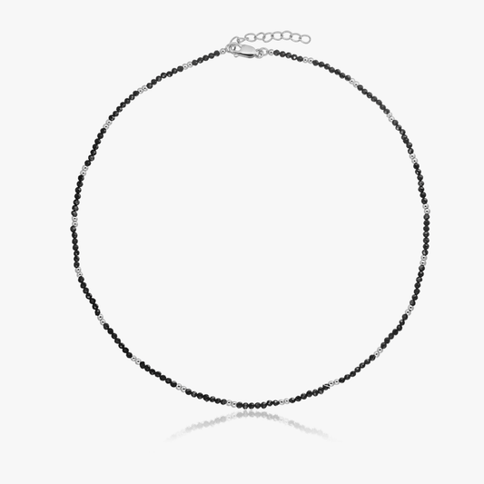 SummerScape Silver Necklace – Black Spinel - Indira