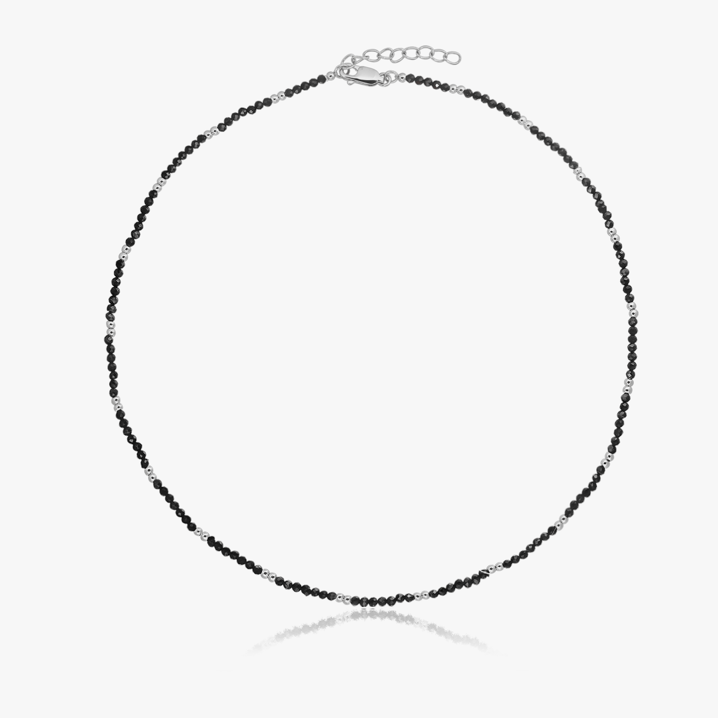 SummerScape Silver Necklace – Black Spinel - Indira