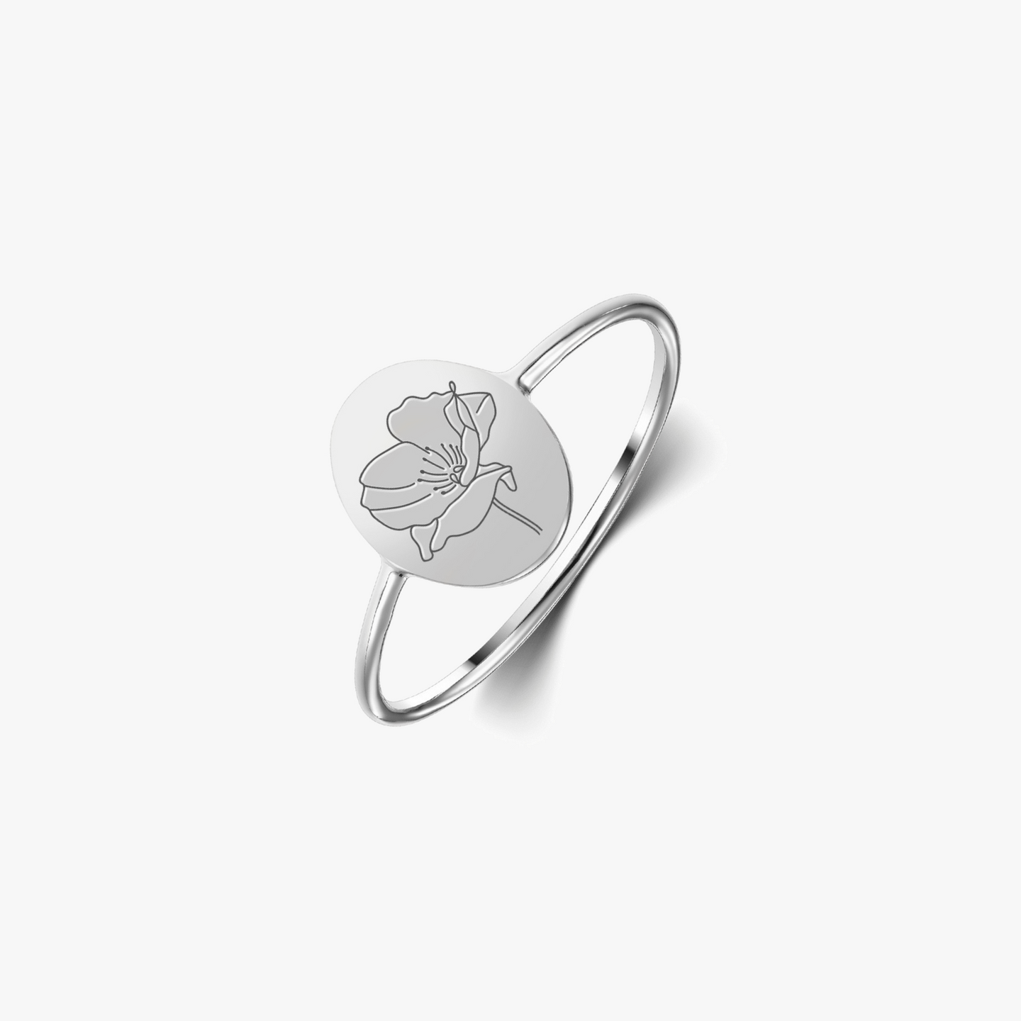 Silver Birth Flower Ring - August Poppy - Indira