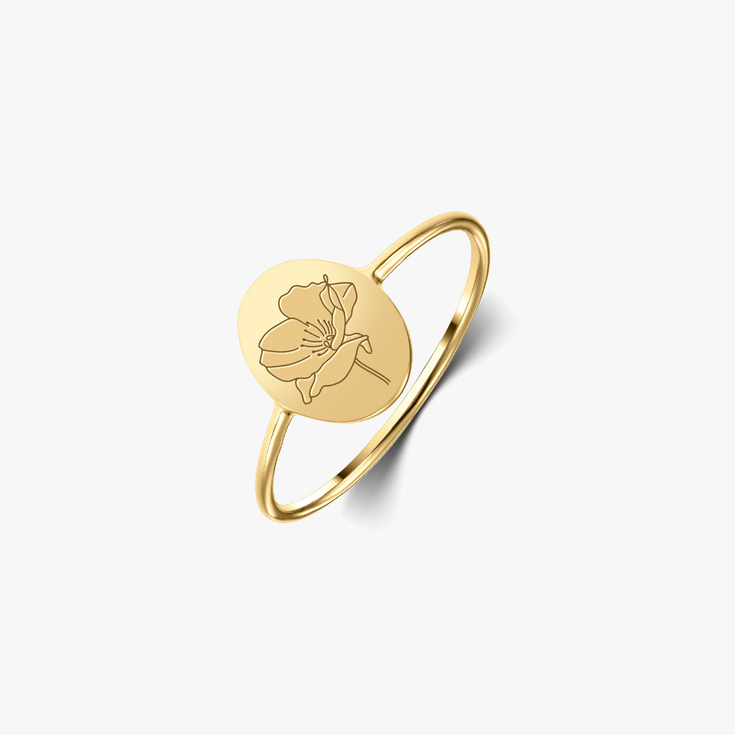 Birth Flower Golden Silver Ring - August Poppy - Indira