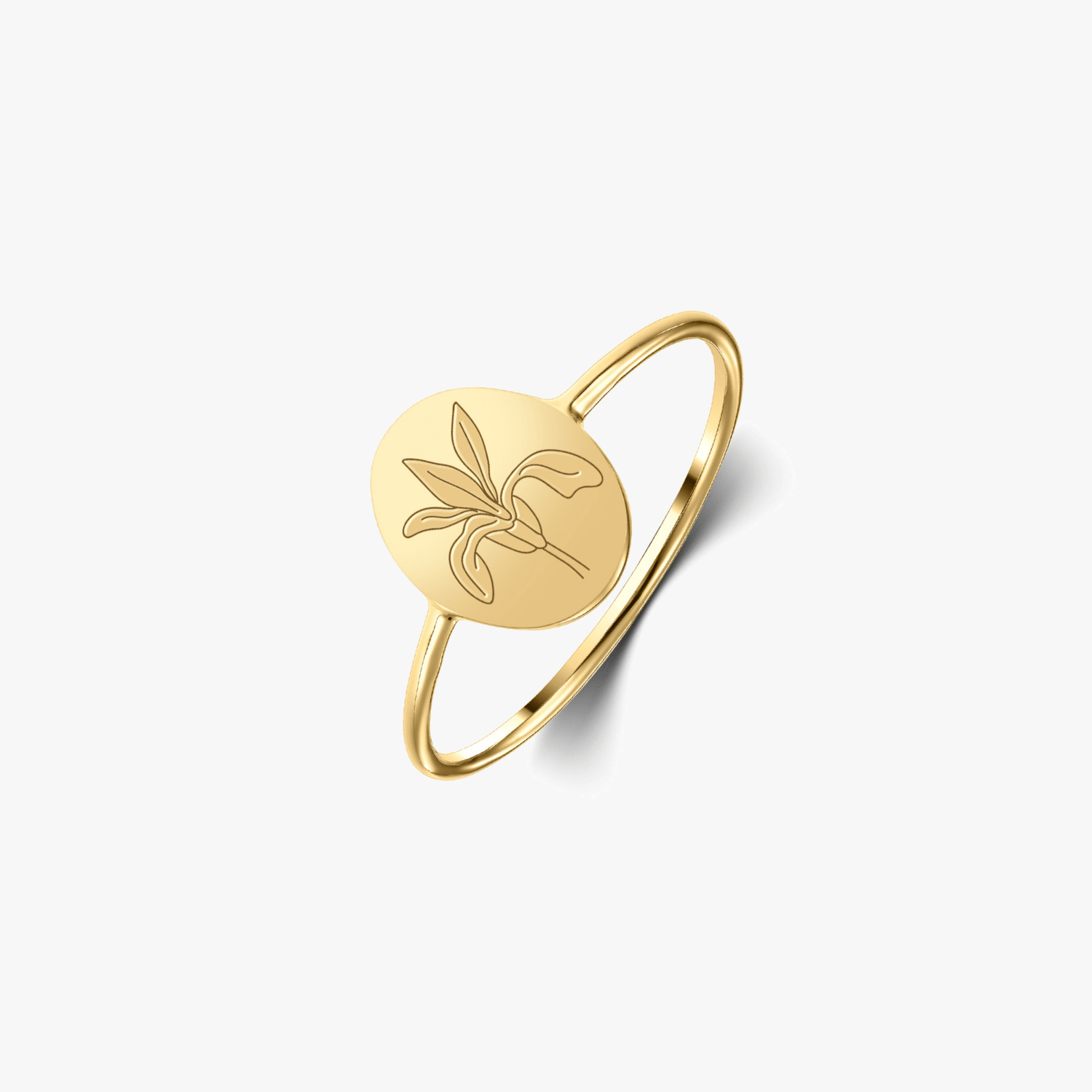 Silver Ring Birth Flower Golden - February Iris - Indira