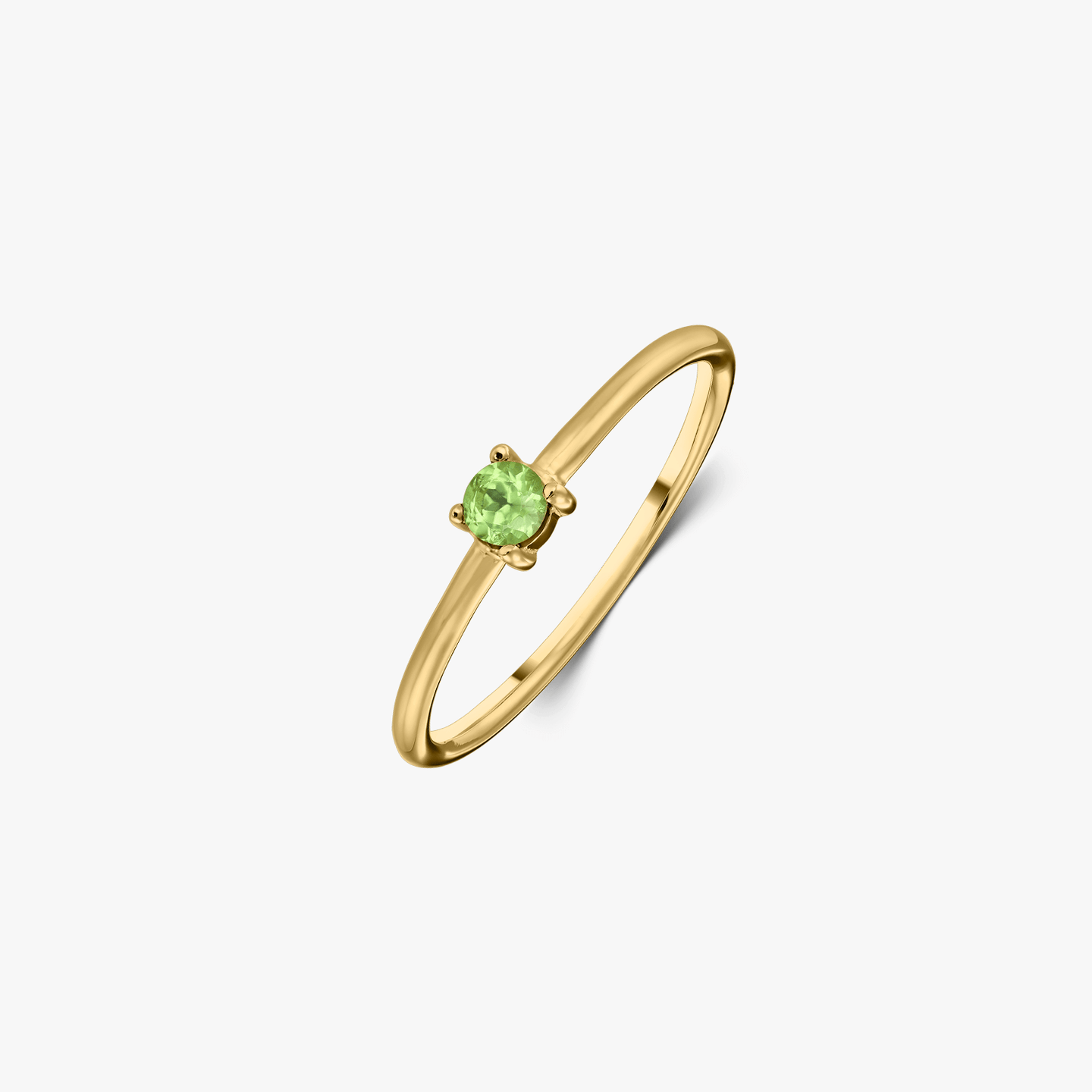 Birthstone Golden August Silver Ring - Peridot - Indira