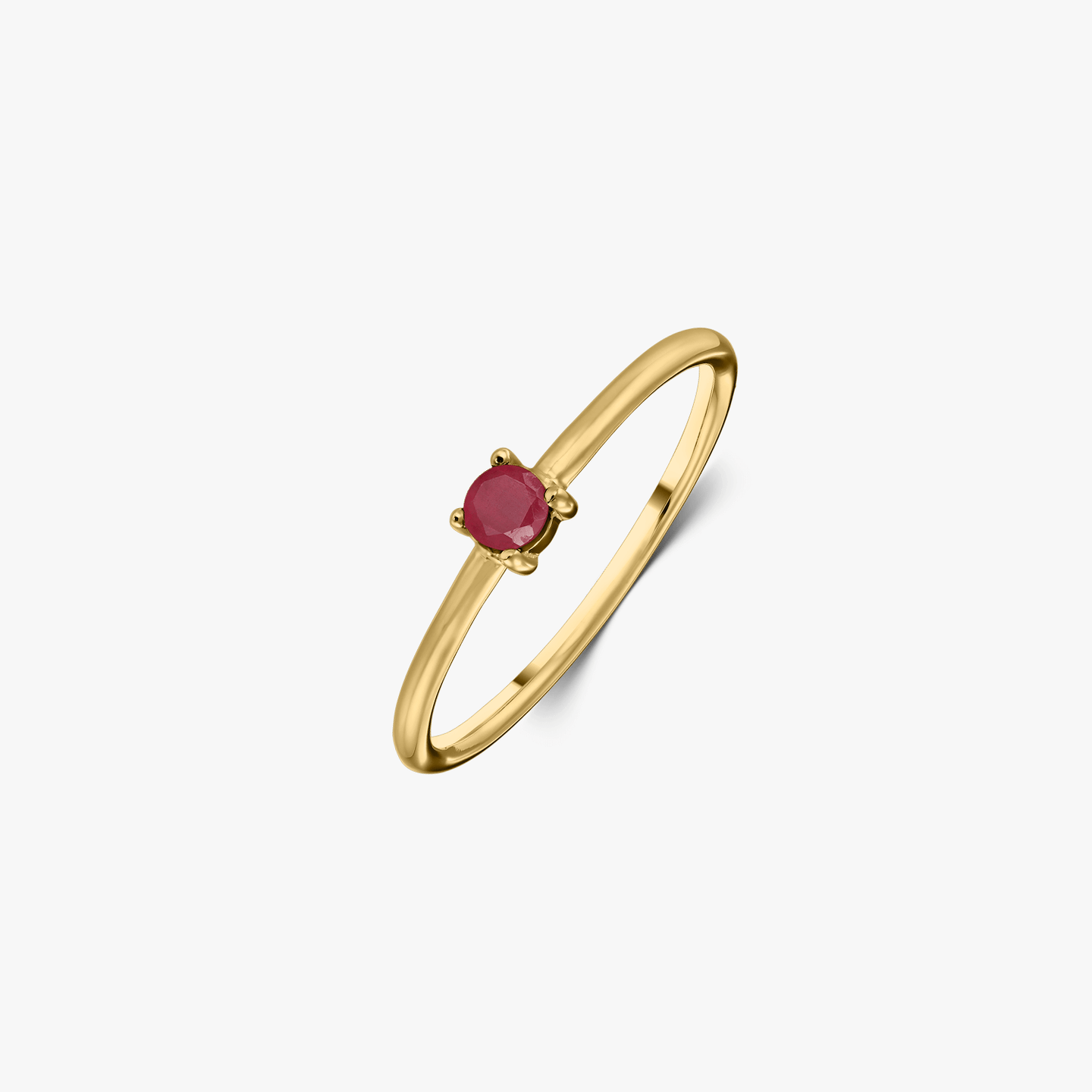 Silver Ring Birthstone Golden July - Ruby - Indira