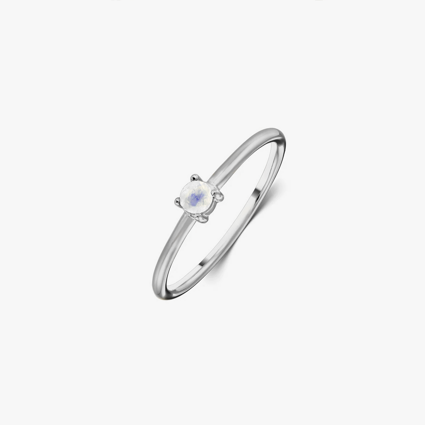 Silver Birthstone Ring June - Moonstone - Indira