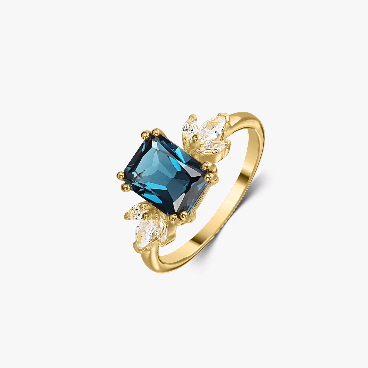 Golden Faerie Silver Ring - London Blue Topaz - Indira