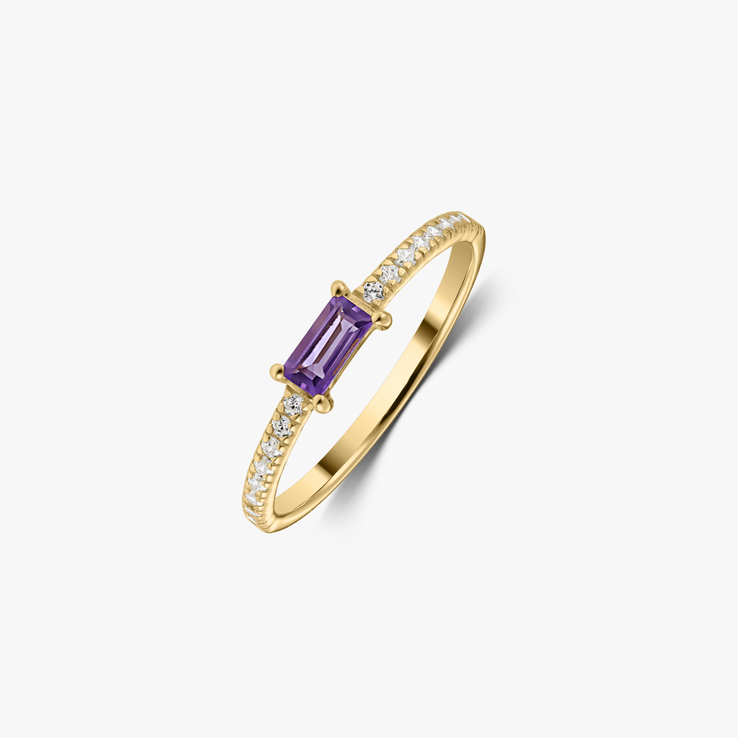 Silver Ring Golden Precious - Amethyst - Indira