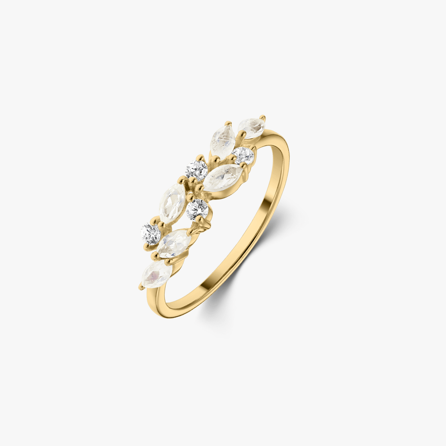 Golden Verdure Silver Ring - Moonstone - Indira