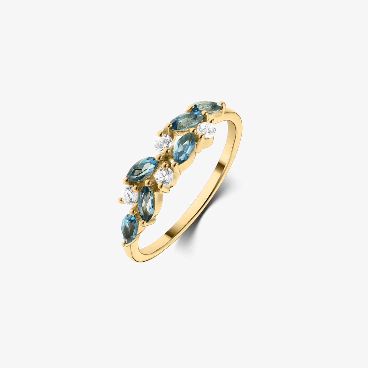 Golden Verdure Silver Ring - London Blue Topaz - Indira