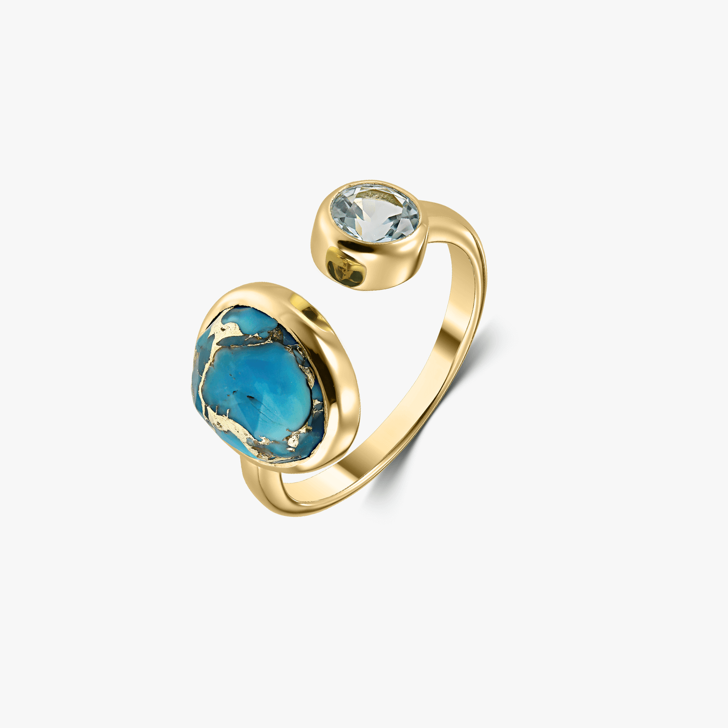 Kaylee Golden silver ring – Turquoise Blue Copper