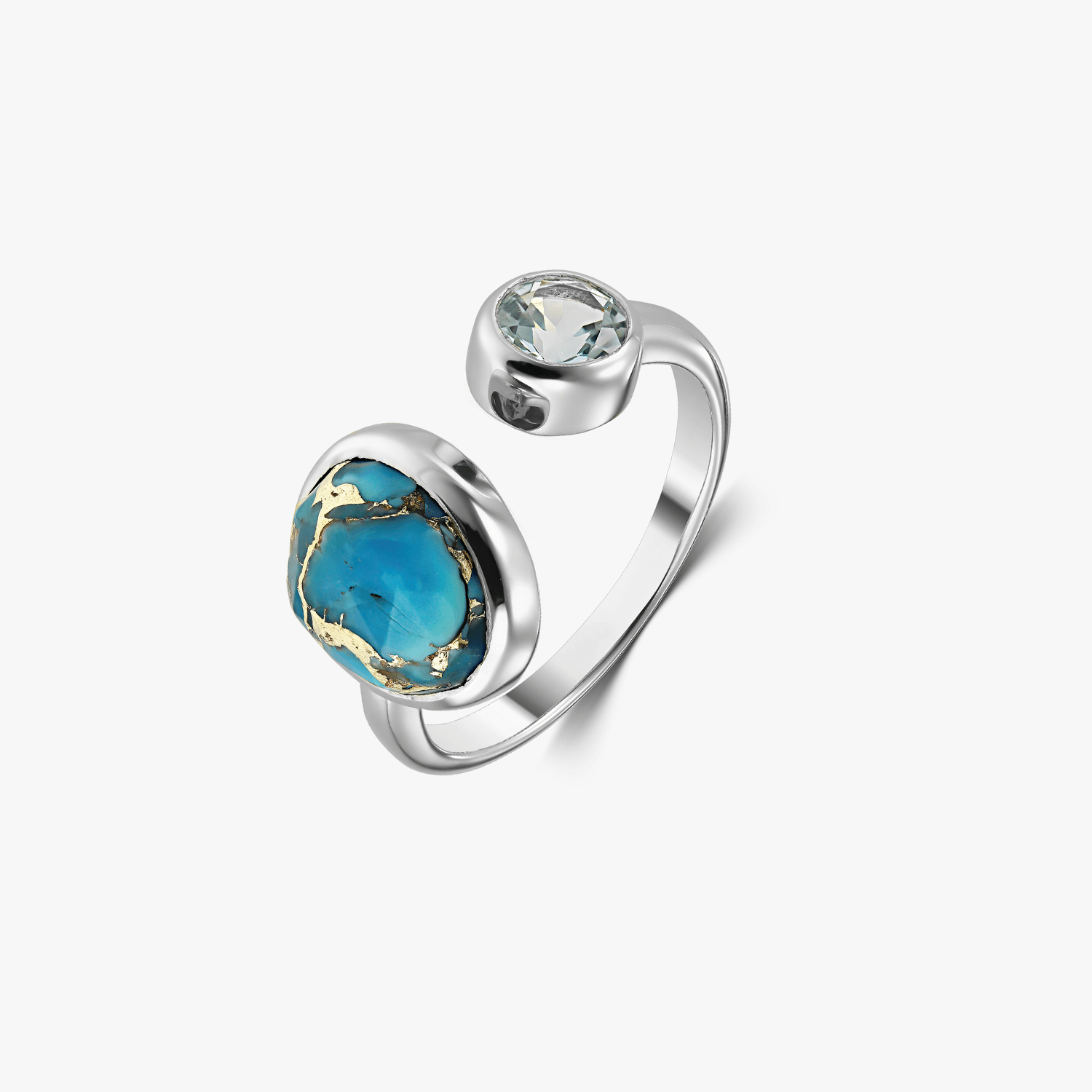 Kaylee Silver Ring – Blue Topaz &amp; Turquoise