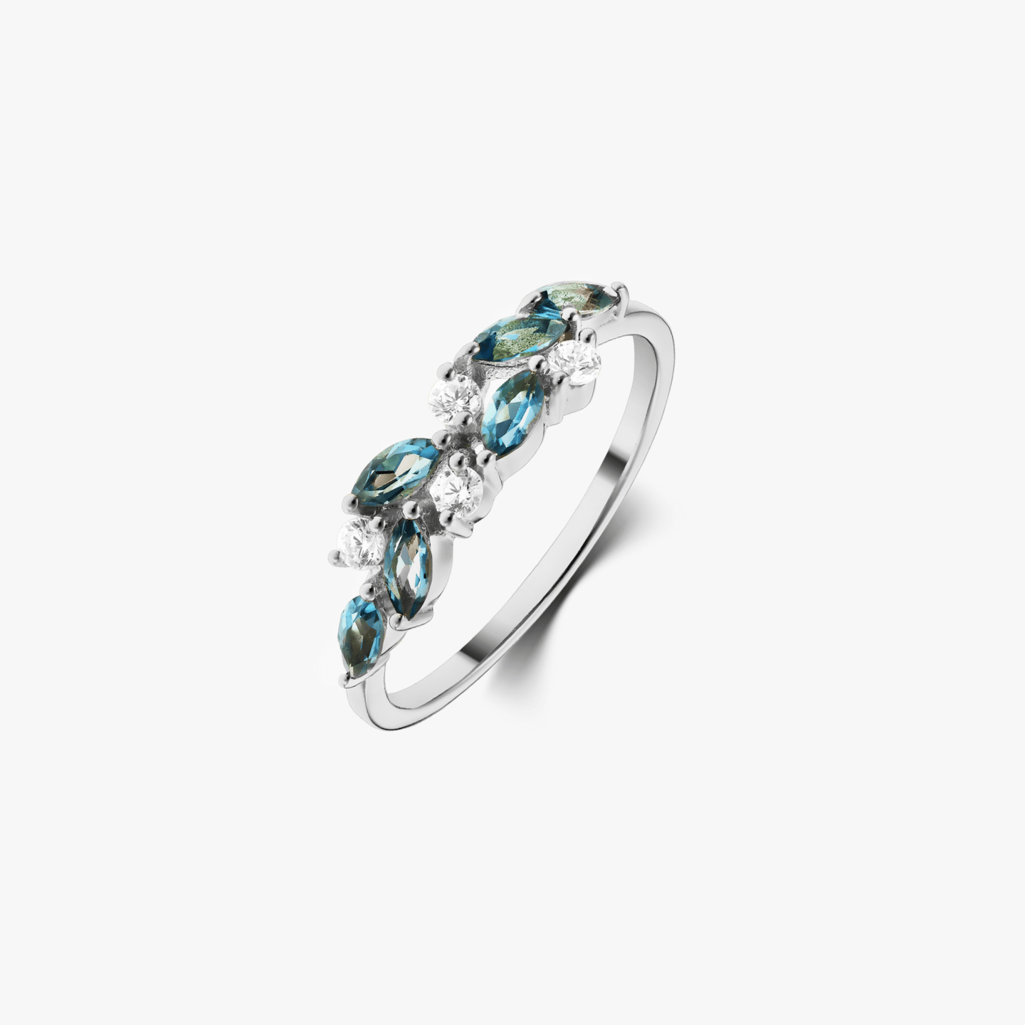 Verdure Silver Ring - London Blue Topaz - Indira