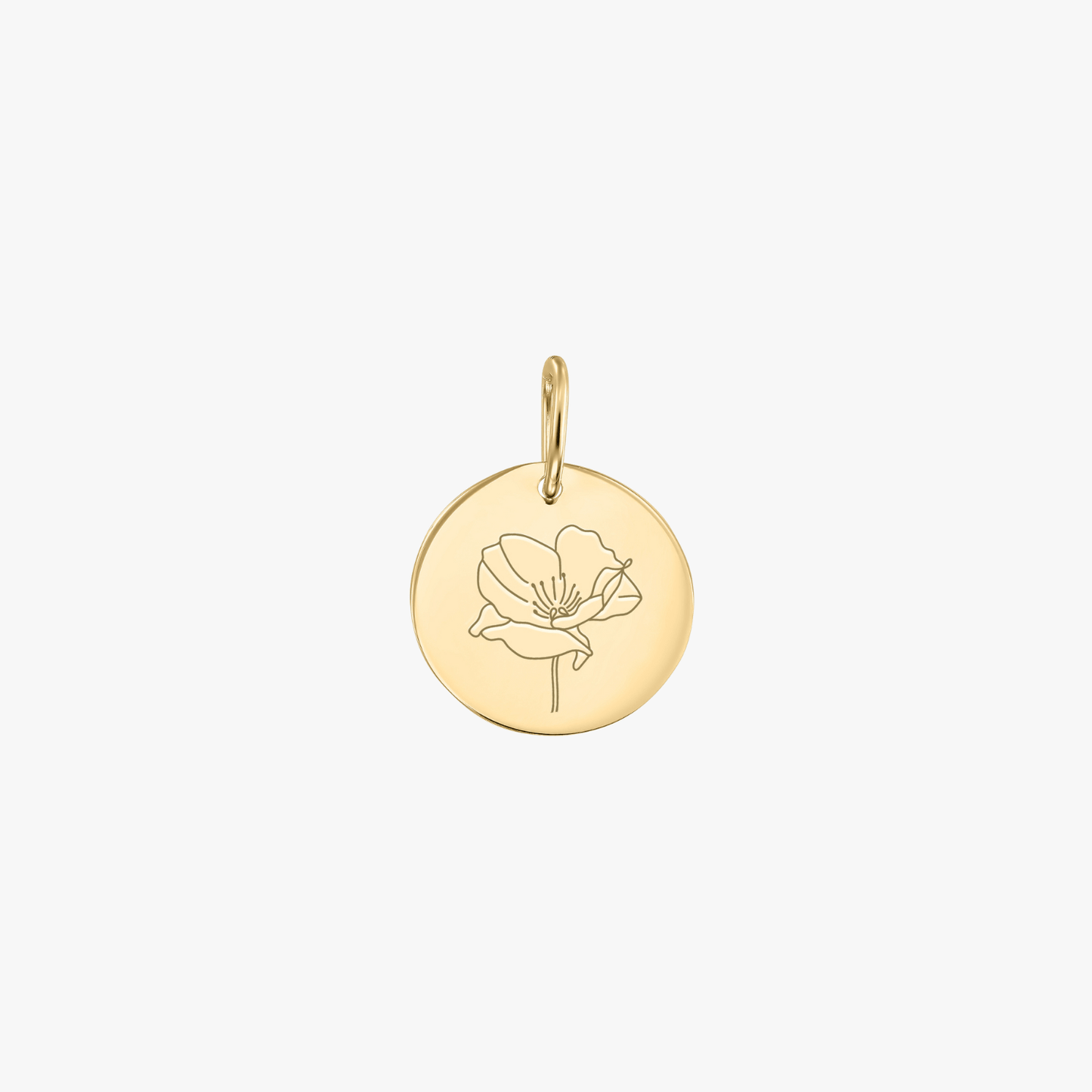 Gold pendant Birth Flower - August Poppy