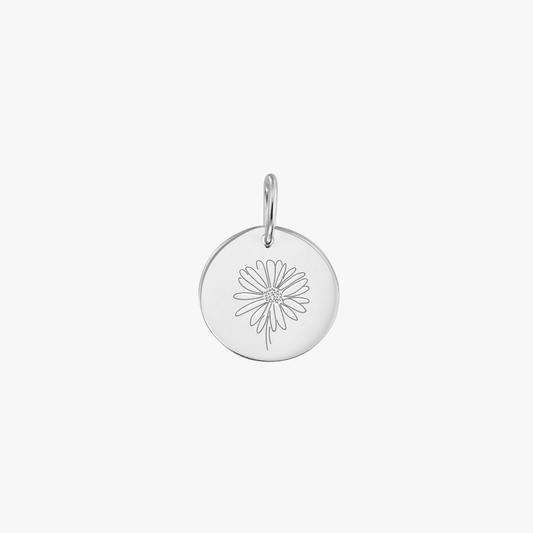 White Gold Pendant Birth Flower - April Daisy - Indira