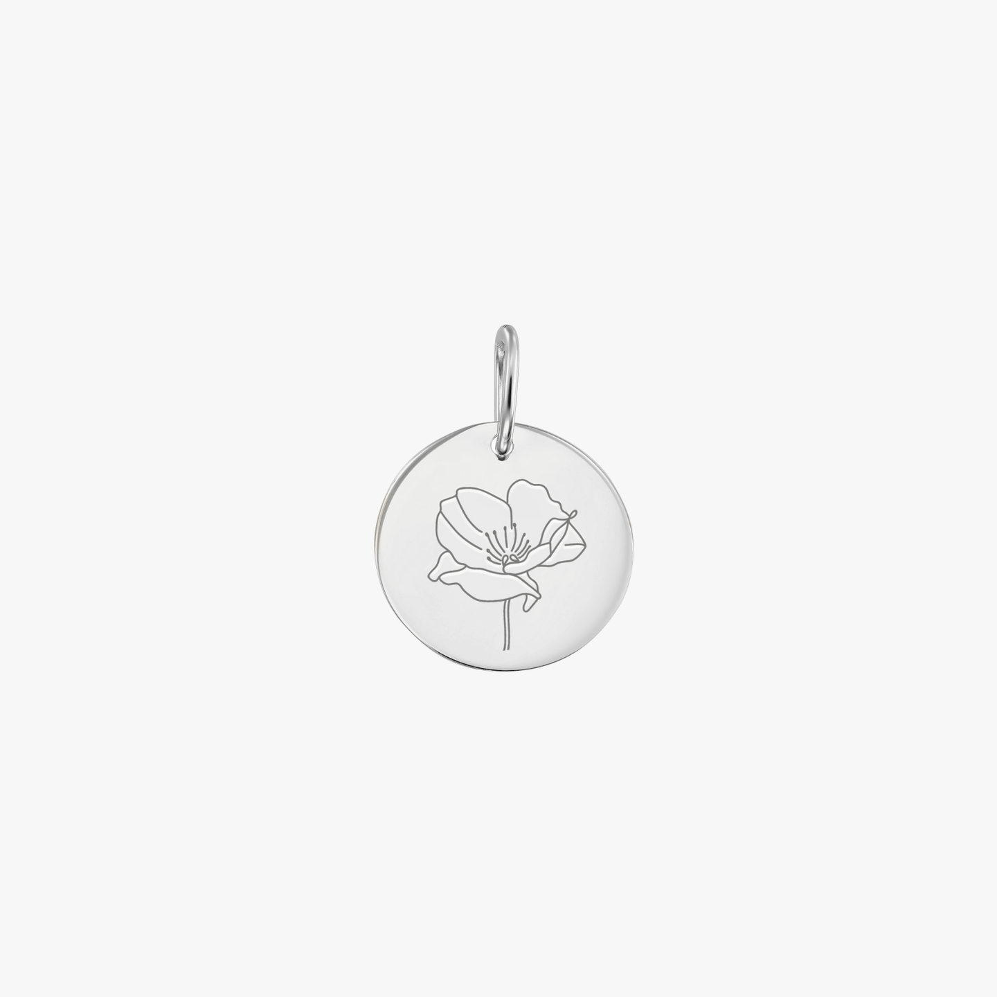 White Gold Birth Flower Pendant - August Poppy - Indira