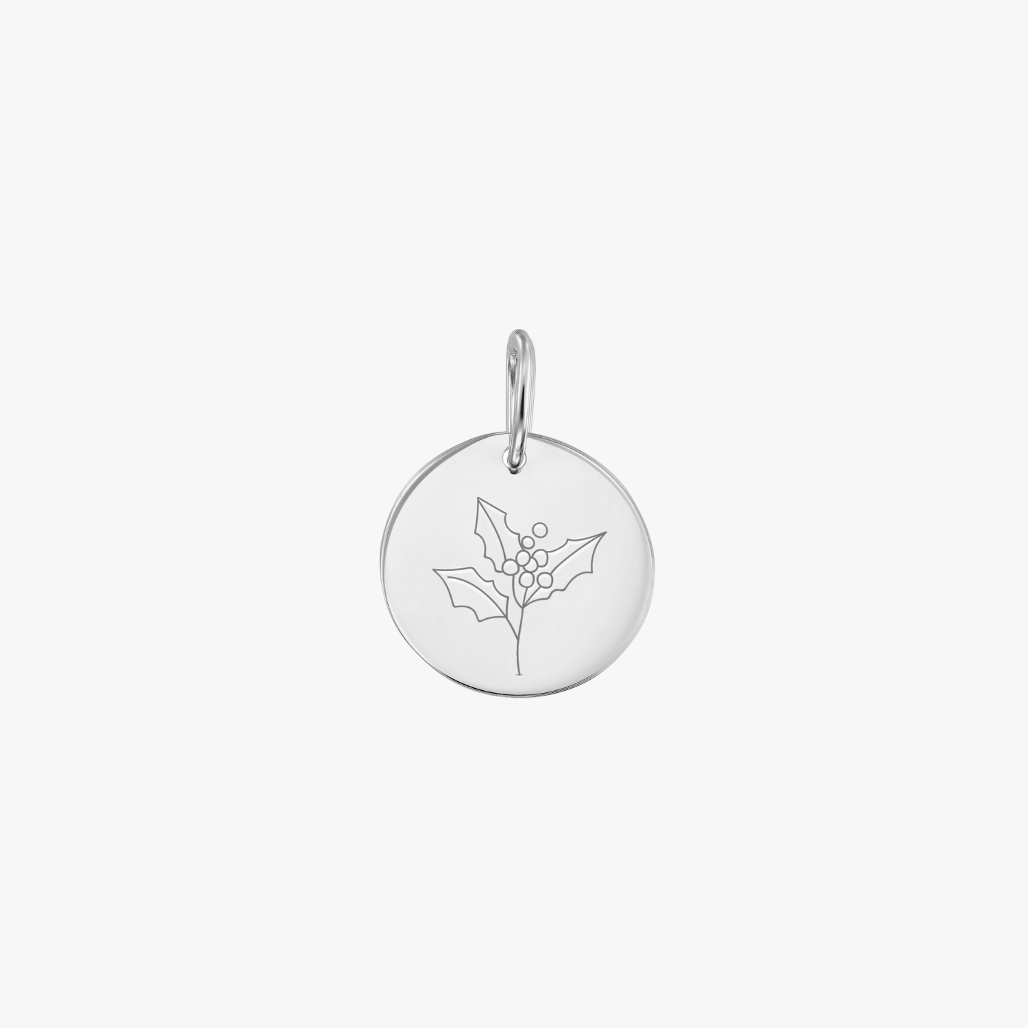 White Gold Birth Flower Pendant - December Holly - Indira