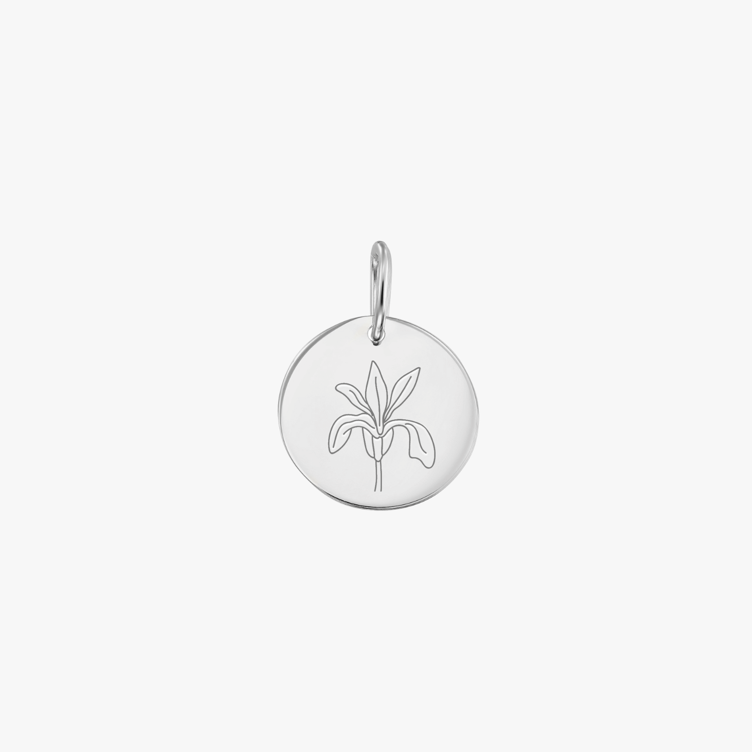 Birth Flower - February Iris white gold pendant