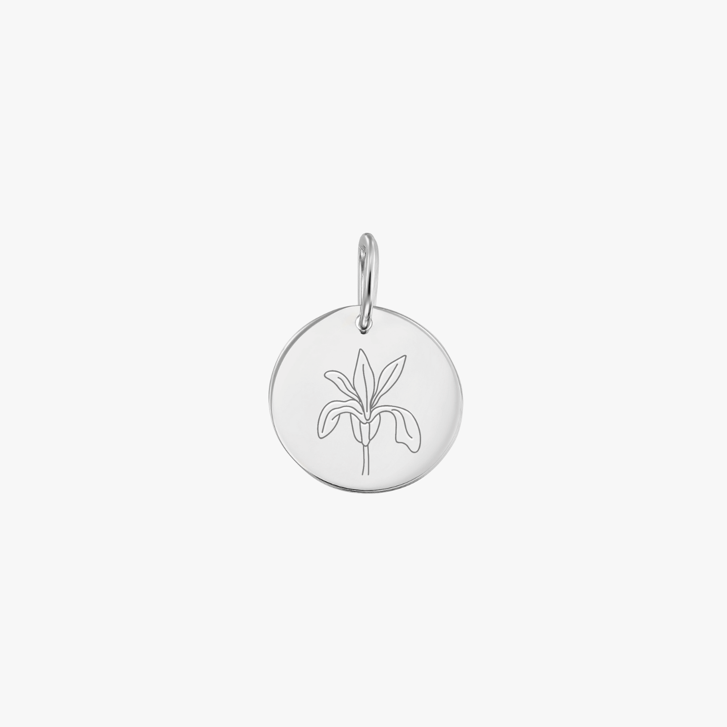 White Gold Birth Flower Pendant - February Iris - Indira