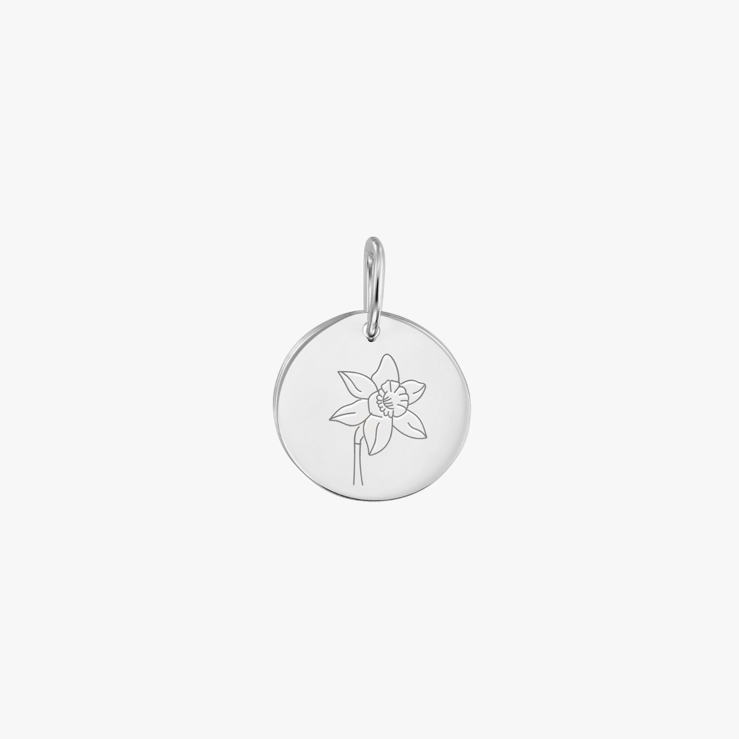 White Gold Birth Flower Pendant - March Daffodil - Indira