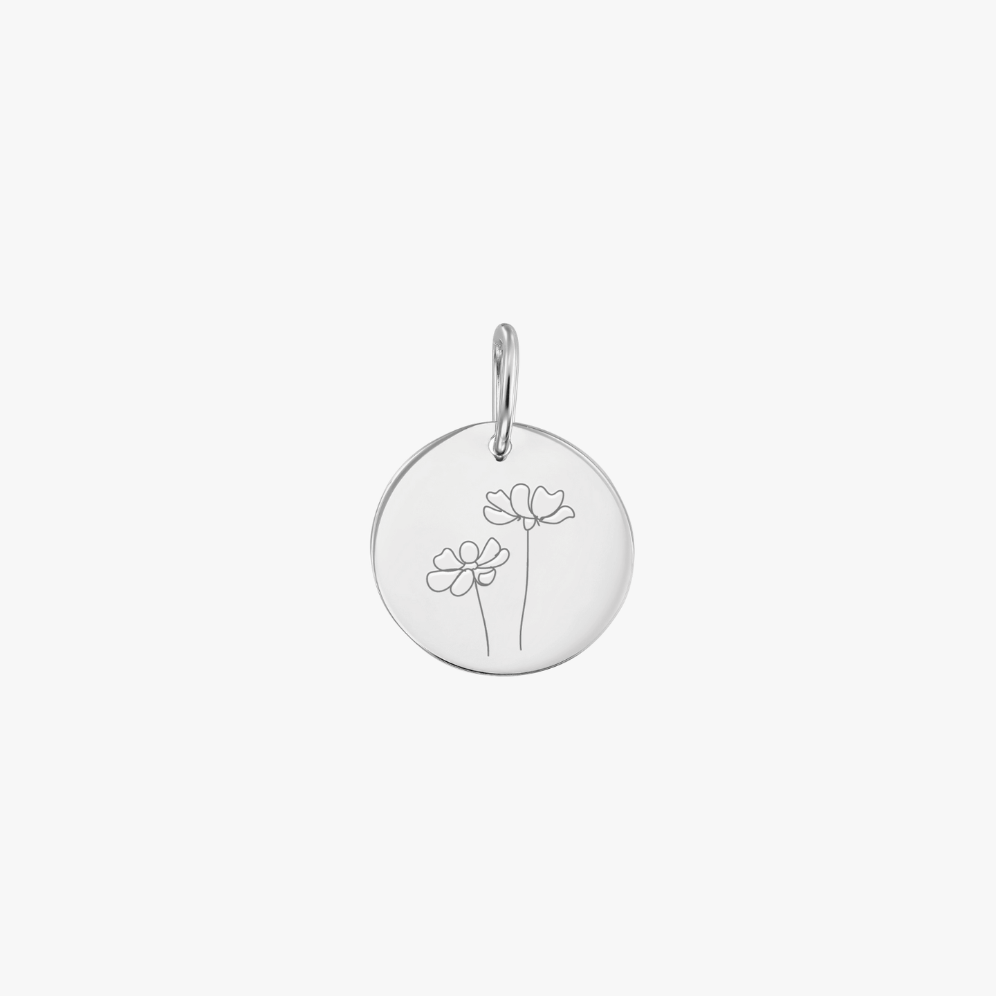 White Gold Birth Flower Pendant - October Cosmos - Indira