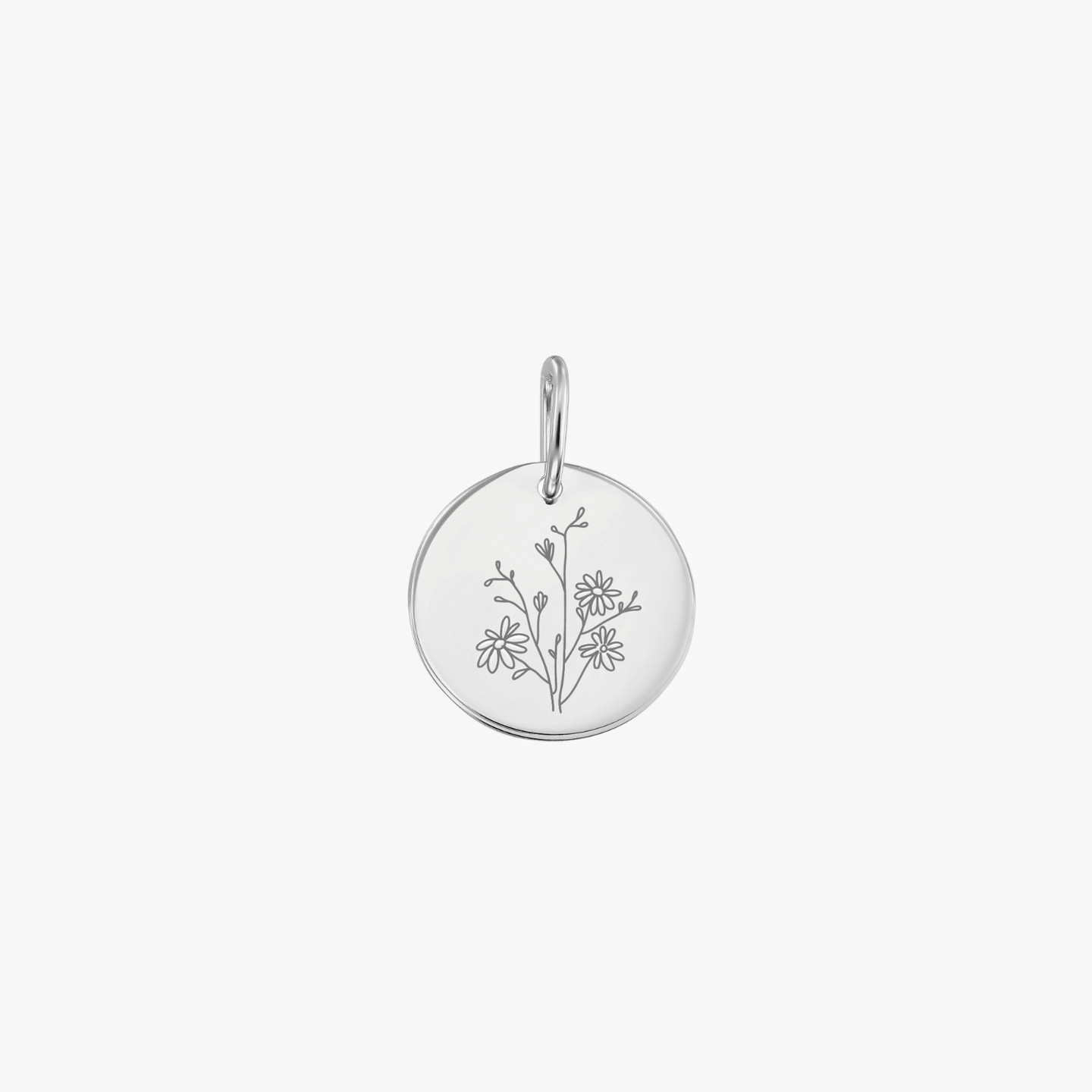 White Gold Birth Flower Pendant - September Aster - Indira