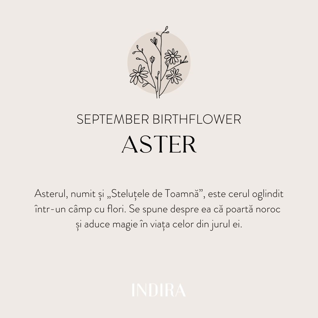 Birth Flower - September Aster white gold cord bracelet