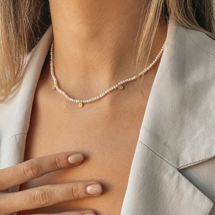 Golden Venus Silver Necklace - Natural Pearl