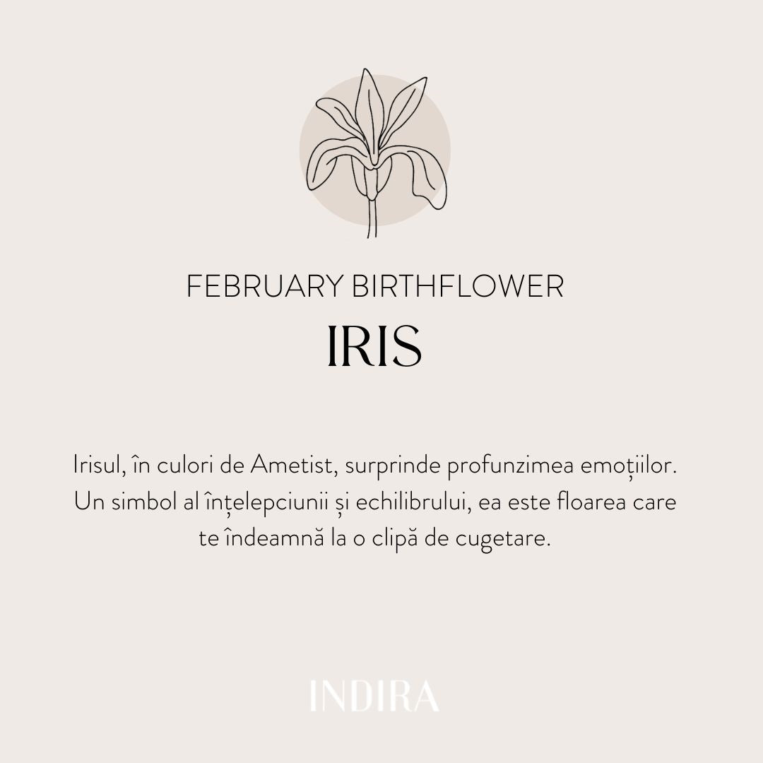 Silver ring Birth Flower Golden - February Iris