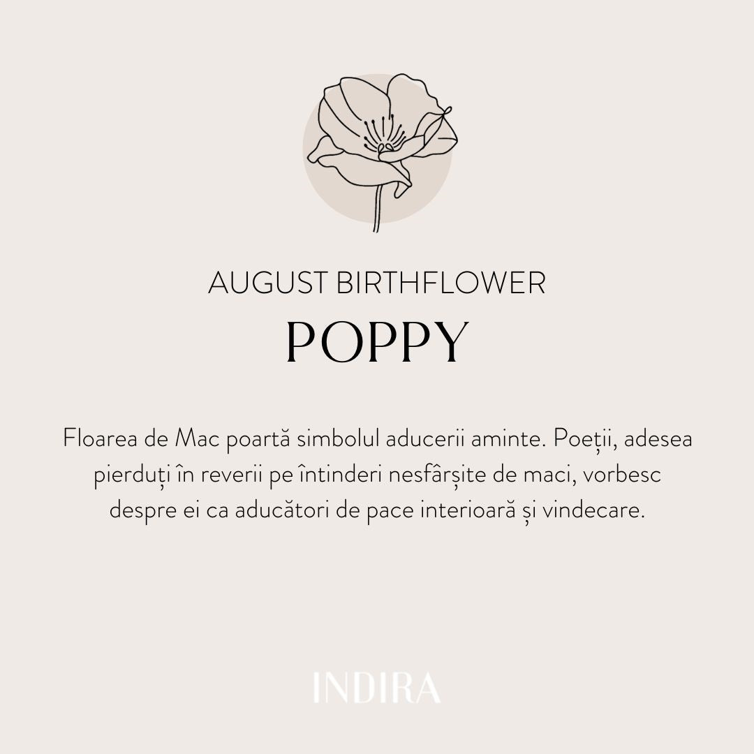 Silver BirthFlower Silver Cord Bracelet - August Poppy
