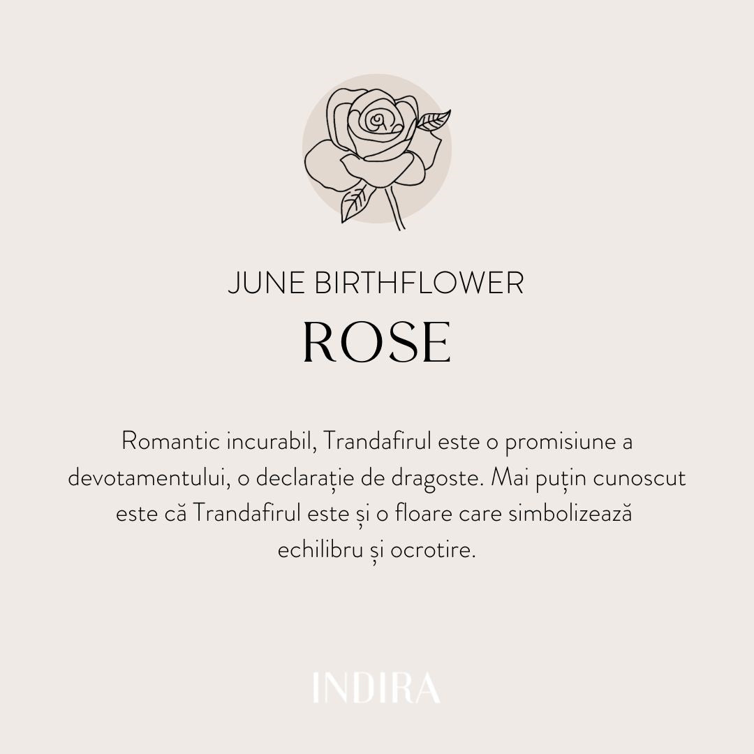 Birth Flower White Gold Cord Bracelet - June Rose