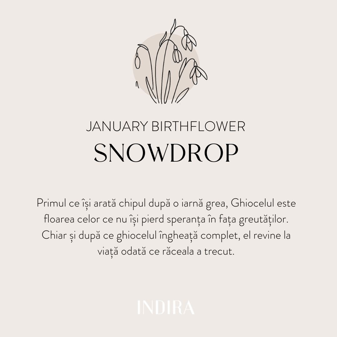 Silver BirthFlower Silver Cord Bracelet - January Snowdrop